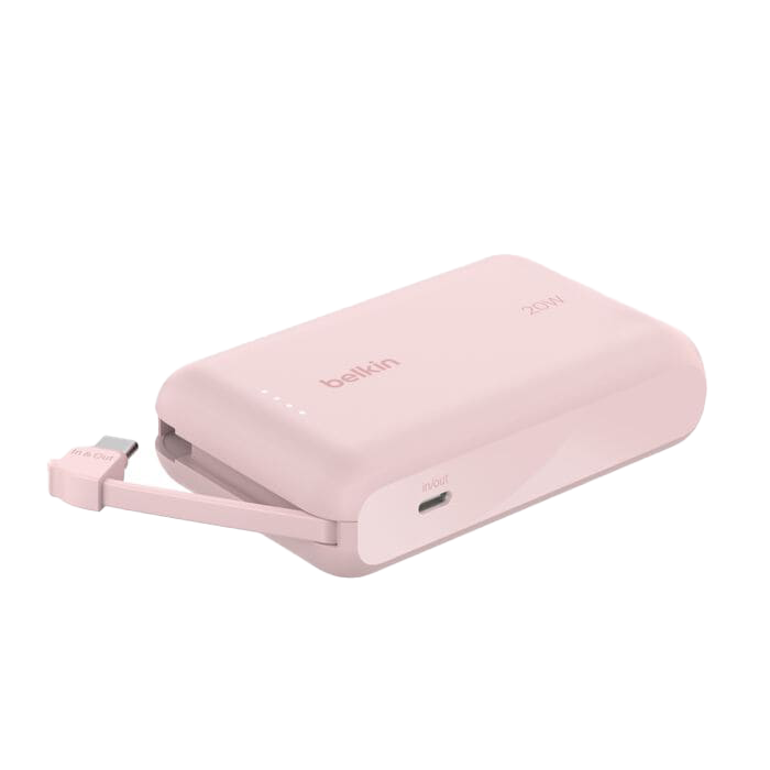 Belkin BoostCharge Power Bank 10K with Integrated Cable USB-C 20W - Pink