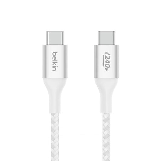 كابل Belkin BoostCharge من USB-C إلى USB-C بقدرة 240 واط (2 متر) - أبيض