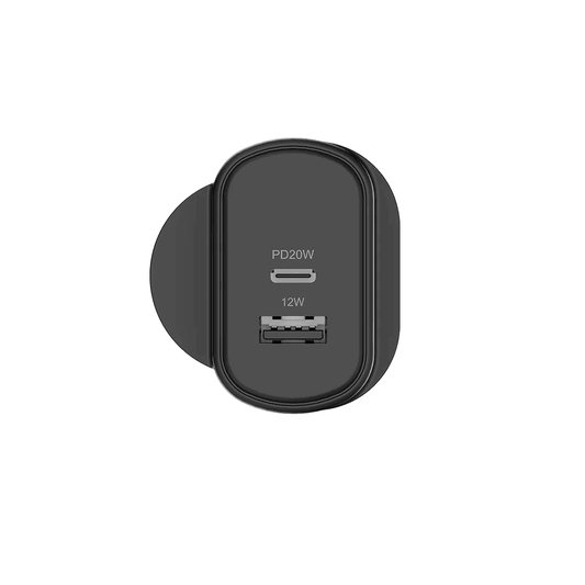 Cygnett 32W USB-C PD Dual Port Wall Charger - Black