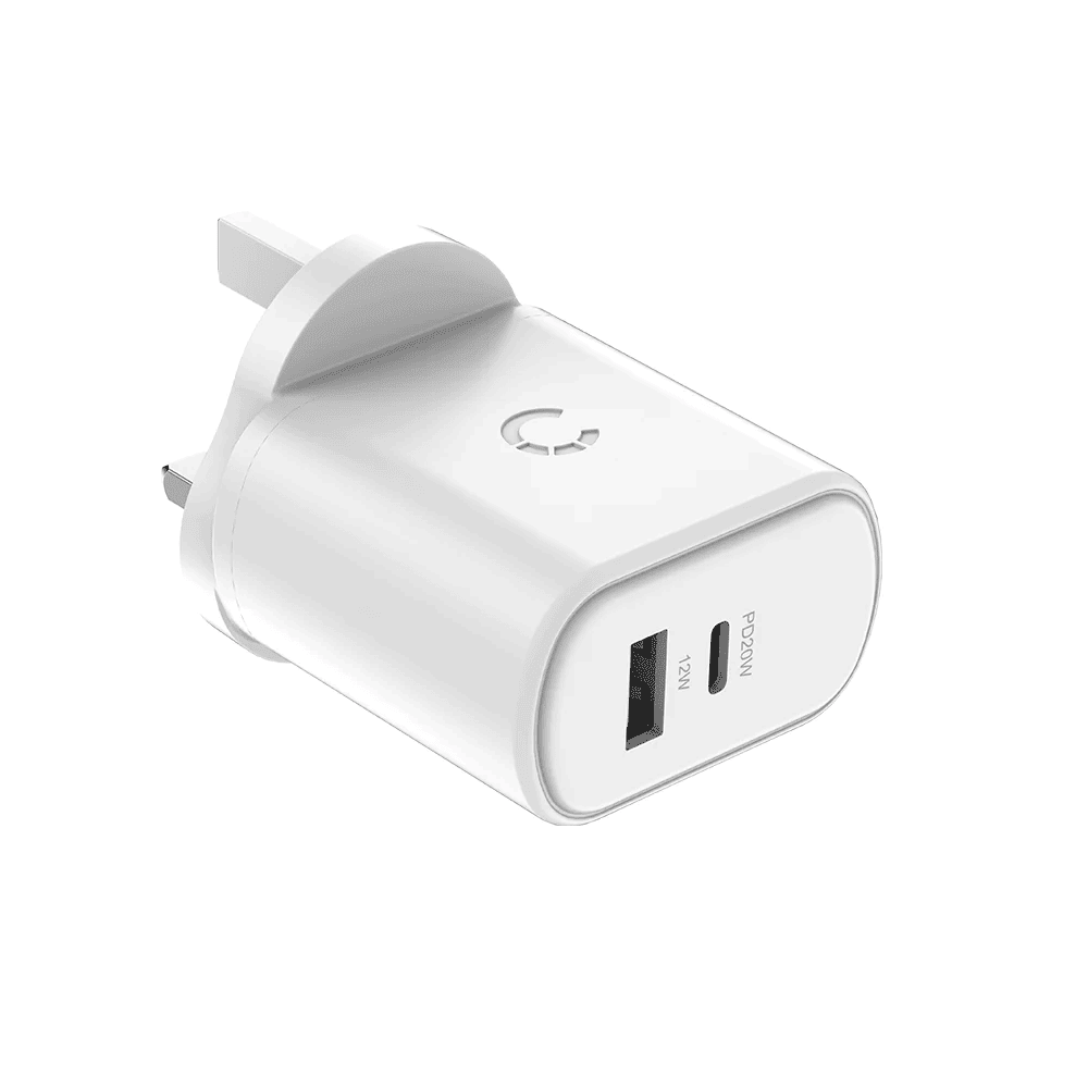 شاحن حائط Cygnett USB-C PD بقدرة 32 واط بمنفذين - أبيض