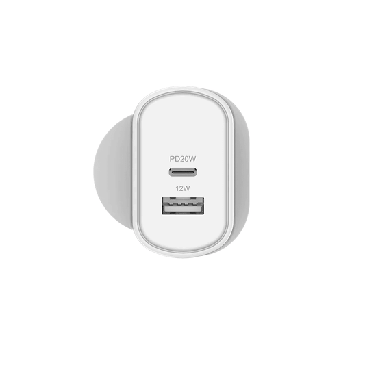 Cygnett 32W USB-C PD Dual Port Wall Charger - White