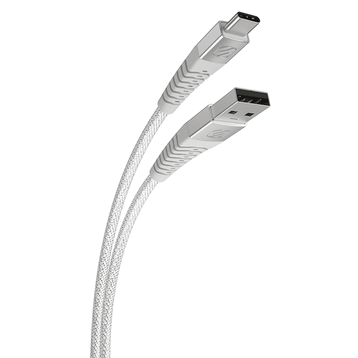 Scosche Strikeline Heavy-Duty USB-A to USB-C Braided Cable 4ft (1.2M) - White