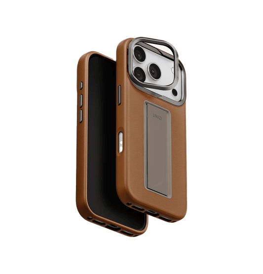جراب UniQ Heldro Pro FlexGrip من الجلد الصناعي لهاتف iPhone 17 Pro Max - كراميل