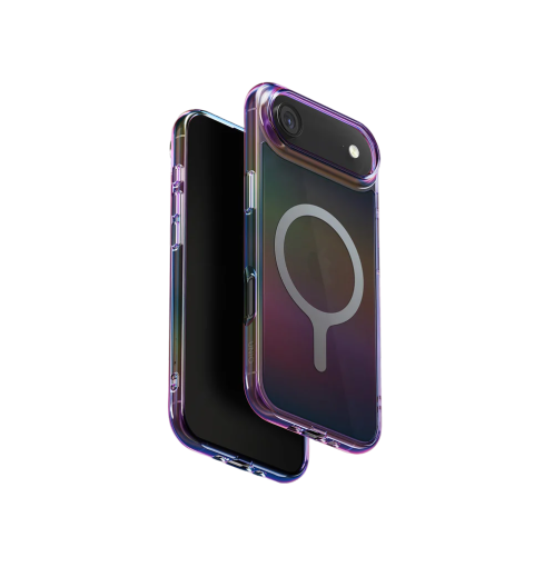 جراب UniQ Iridescia الهولوغرافي الواقي المتوافق مع MagClick لهاتف iPhone Air - Midnight Quartz