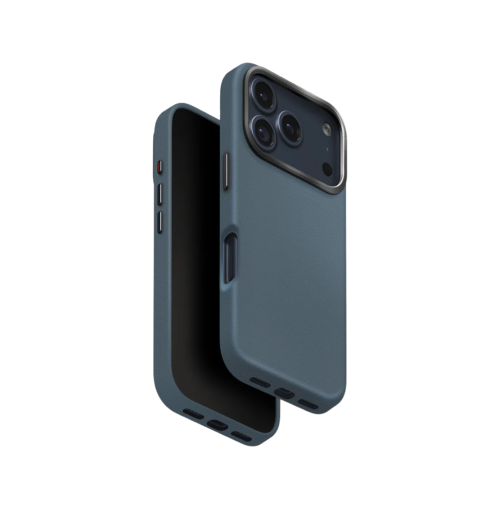 جراب UniQ Lyden الفاخر من الجلد الصناعي لهاتف iPhone 17 Pro - أزرق رمادي