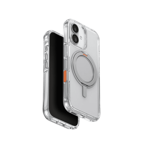 جراب Uniq Swivix 360 الدوار المزود بحامل لهاتف iPhone 17 - شفاف