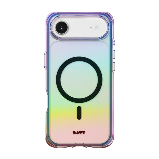 Rear view showcasing the dark reflective surface of the Laut AERO HOLO case for iPhone Air in Holo Midnight from Tradeline.