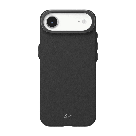 Rear view of the protective Laut LUXEDGE case for iPhone Air in Slate Black showing the textured back plate at Tradeline.