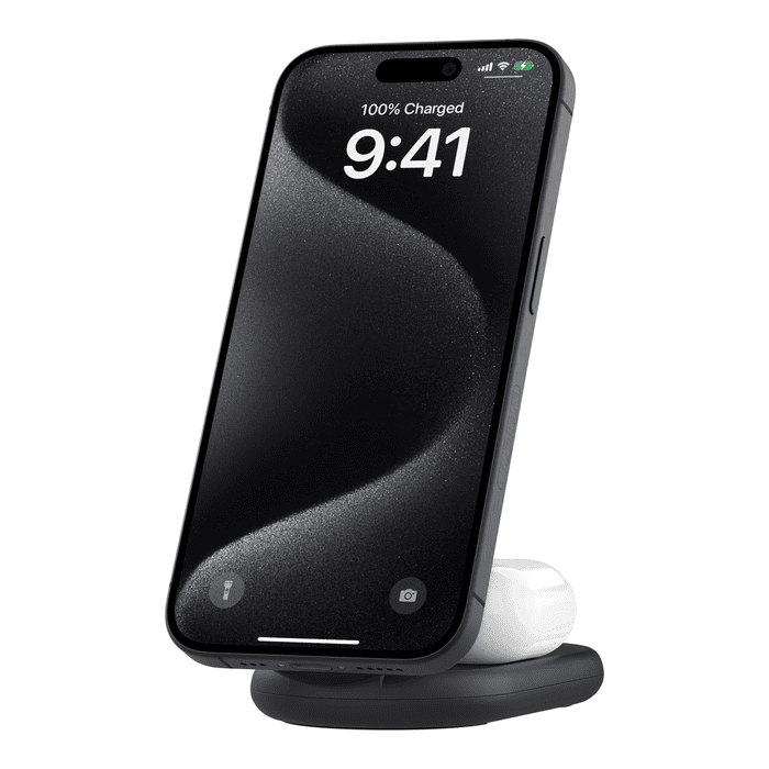 Belkin BoostCharge 2in1 Wireless Charging Stand with Magnetic Qi2 15W - Black