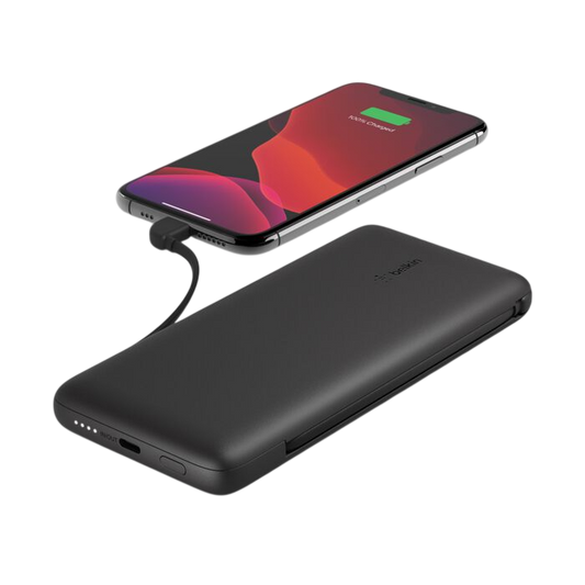 Belkin BoostCharge Plus 10K USB-C Power Bank with Integrated Cables - Black
