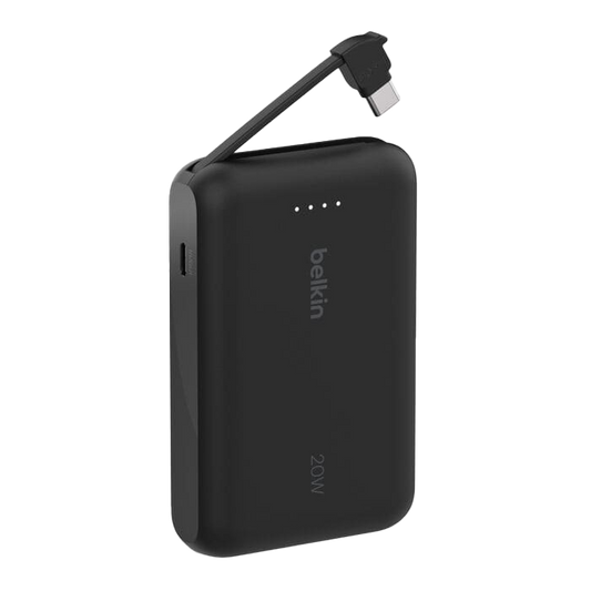Belkin BoostCharge Power Bank 10K with Integrated Cable USB-C 20W - Black