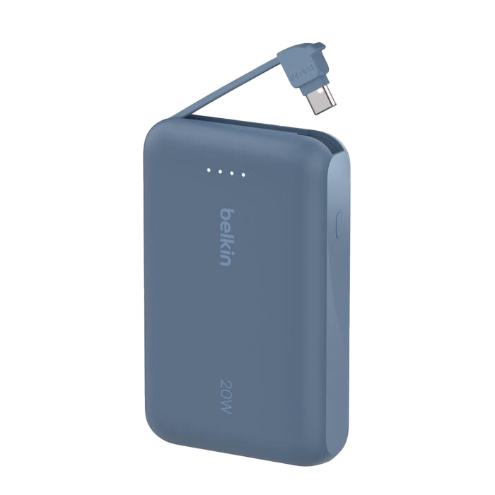 Belkin BoostCharge Power Bank 10K with Integrated Cable USB-C 20W - Blue