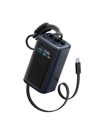 ENERGEA Compac Arc 45, 10000mAh Powerbank With Built In 70cm Usb-c Cable Pd 45W -  BLUE