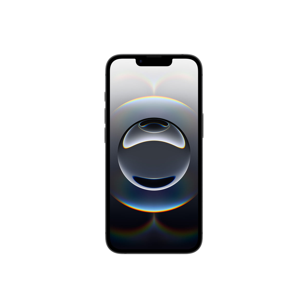 This newly provided image continues that same pattern, showing the front view of a dark smartphone featuring a traditional display notch rather than the modern Dynamic Island layout.
