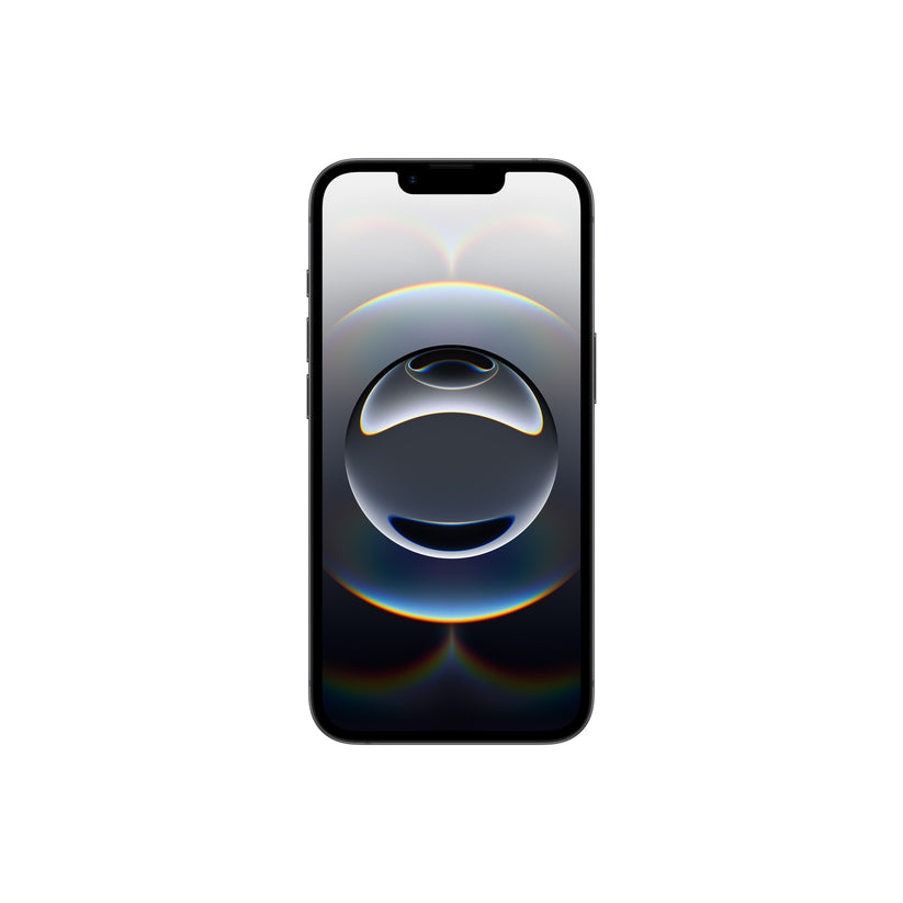 This newly provided image continues that same pattern, showing the front view of a dark smartphone featuring a traditional display notch rather than the modern Dynamic Island layout.