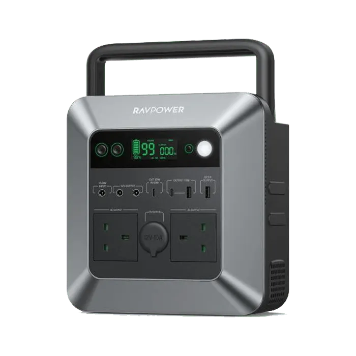 RAVPower 712 واط ساعة | محطة طاقة محمولة بقدرة 600 واط - أسود