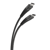 كابل Scosche Strikeline فائق التحمل ومضفر، من USB-C إلى USB-C، بطول 1.2 متر (4 أقدام) - رمادي