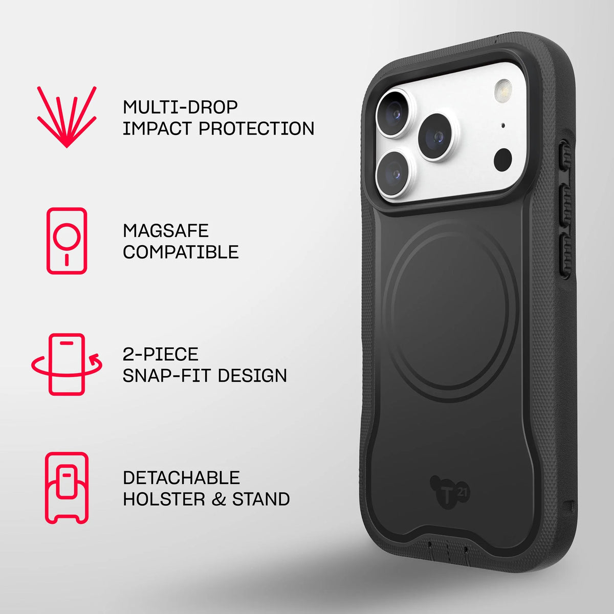 Tech21 EvoGuard Case with MagSafe & Holster for iPhone 18 Pro - Black