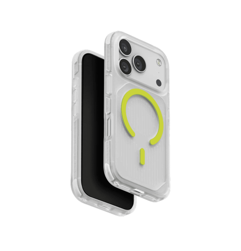 جراب UniQ Combat Active المضيء ثلاثي الطبقات متين للحماية لهاتف iPhone 17 Pro Max - شفاف/ليموني مضيء