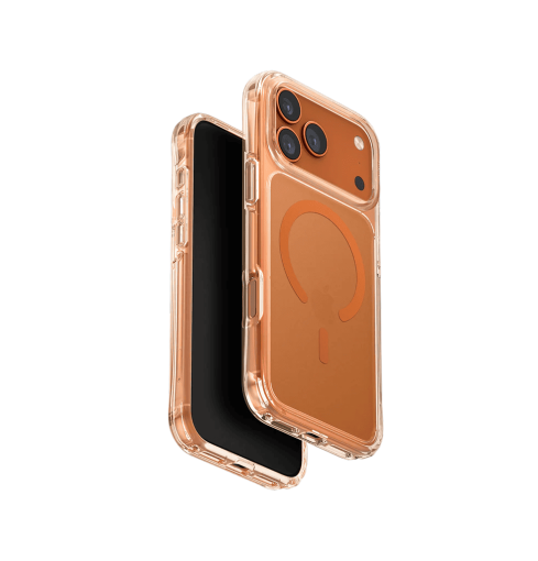 جراب UniQ LifePro Xtreme الهجين النحيف المقاوم لبصمات الأصابع والمتوافق مع MagClick لهاتف iPhone 17 Pro Max - برتقالي