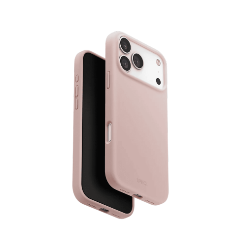 جراب UniQ Lino الهجين من السيليكون المتوافق مع MagClick لهاتف iPhone 17 Pro Max - وردي فاتح