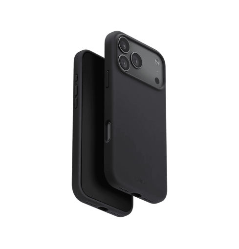 جراب UniQ Lino الهجين من السيليكون والمتوافق مع MagClick لهاتف iPhone 17 Pro Max - رمادي