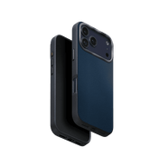 جراب UniQ Lyden DS ثنائي اللون من الجلد الصناعي الفاخر لهاتف iPhone 17 Pro - أزرق فحمي