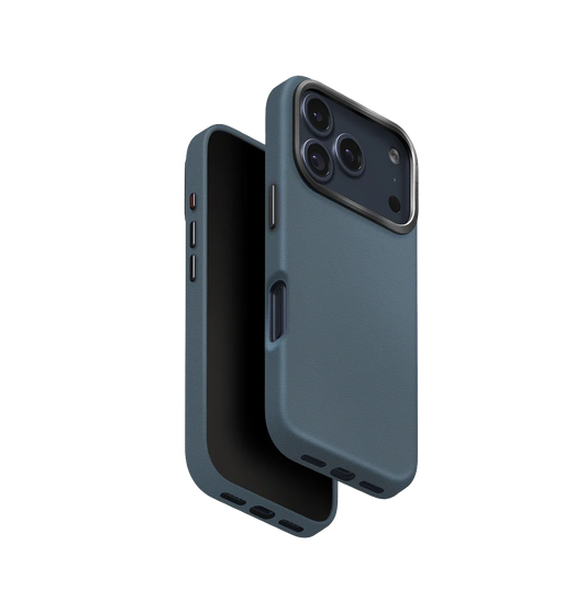 جراب UniQ Lyden الفاخر من الجلد الصناعي لهاتف iPhone 17 Pro - أزرق رمادي