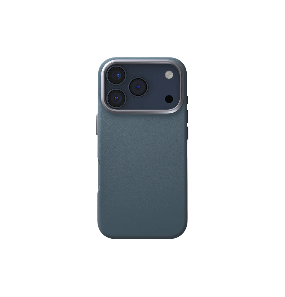 جراب UniQ Lyden الفاخر من الجلد الصناعي لهاتف iPhone 17 Pro - أزرق رمادي