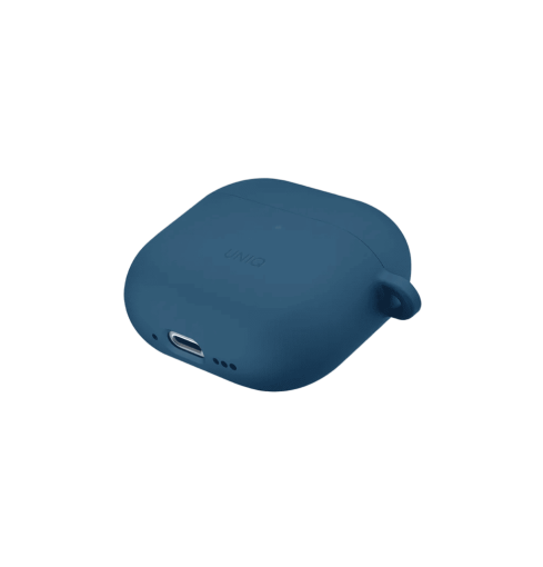 جراب UNIQ NEXO من السيليكون السائل لسماعات AirPods (الجيل الرابع | 2024) مع خطافات أذن رياضية – أزرق باسيفيك