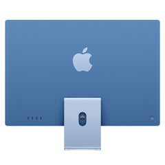 Back view of the vibrant blue aluminum casing on 24-inch iMac Retina 4.5K M4 256GB from Tradeline.