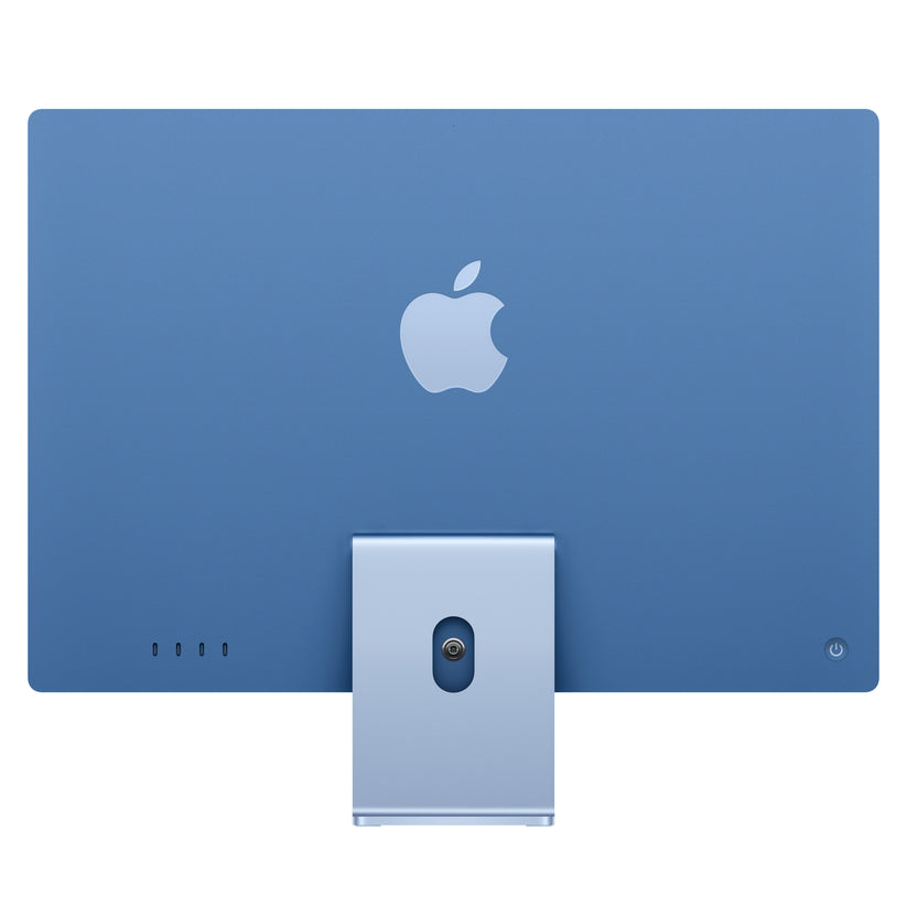 Back view of the vibrant blue aluminum casing on 24-inch iMac Retina 4.5K M4 256GB from Tradeline.