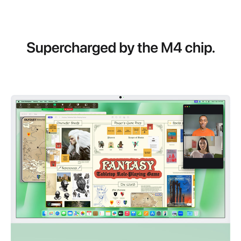 Close-up render of the Apple M4 chip integrated in the 24-inch iMac 256GB Green at Tradeline.
