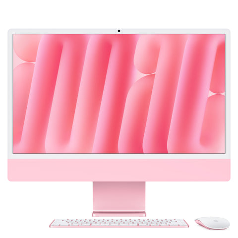 Front display view of the 24-inch iMac Retina 4.5K M4 8-core CPU 256GB Pink at Tradeline.