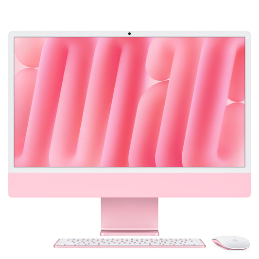 Front display view of the 24-inch iMac Retina 4.5K M4 8-core CPU 256GB Pink at Tradeline.