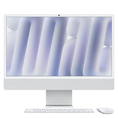 Direct front view of the 24-inch iMac Retina 4.5K M4 8-core CPU 256GB Silver at Tradeline.