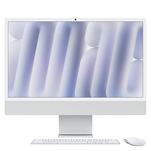 Direct front view of the 24-inch iMac Retina 4.5K M4 8-core CPU 256GB Silver at Tradeline.