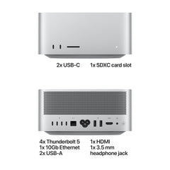 Front and back port layout displayed on the Apple Mac Studio M5 Max 512GB SSD from Tradeline Egypt.