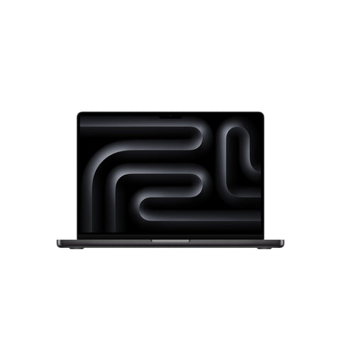Open front display perspective of the 14-inch MacBook Pro M5 10-core CPU 1TB Space Black at Tradeline.