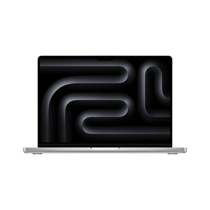 Front view of the open display on the 16-inch MacBook Pro M5 Max 18-core CPU 32-core GPU 2TB Silver at Tradeline.