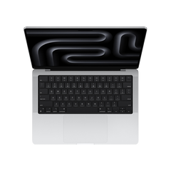 Top-down view showing the Magic Keyboard on the 16-inch MacBook Pro M5 Max 40-core GPU 2TB Silver at Tradeline.