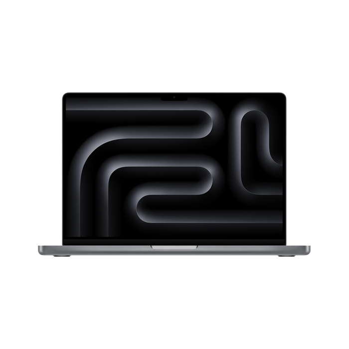 Front display view of the 16-inch MacBook Pro M5 Pro 18-core CPU 20-core GPU 1TB Space Black at Tradeline.