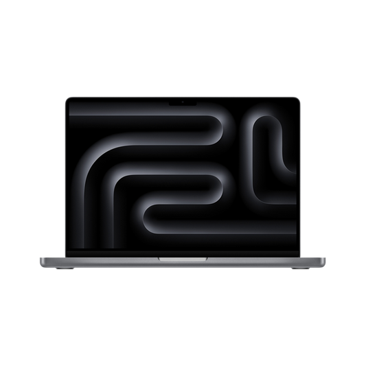 Front display view of the 16-inch MacBook Pro M5 Pro 18-core CPU 20-core GPU 1TB Space Black at Tradeline.