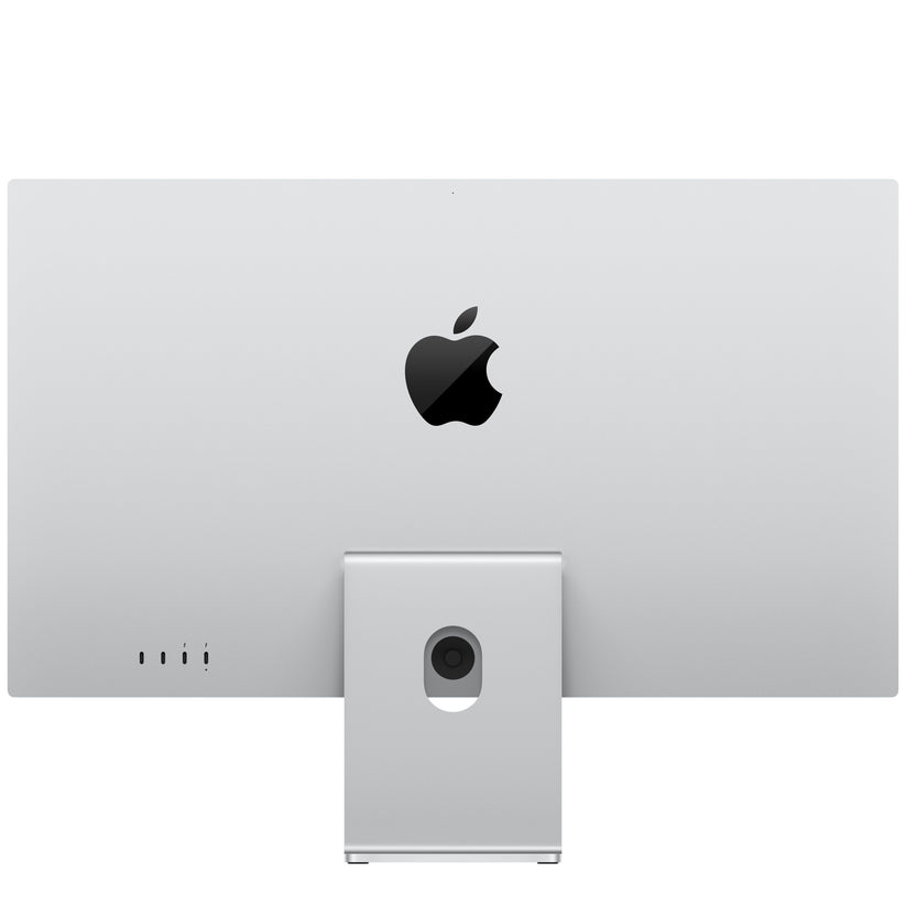 Rear view showing the aluminum back of the Apple Studio Display Standard glass Tilt-adjustable stand from Tradeline.