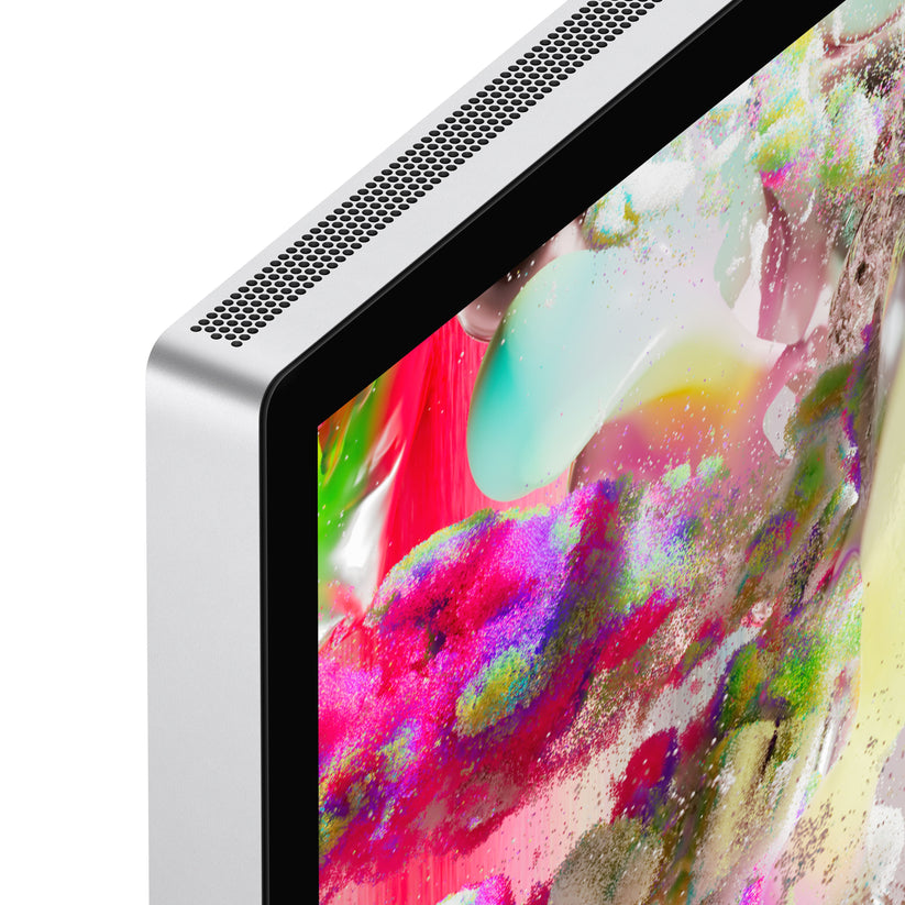 Detailed corner angle of the 27-inch screen on the Apple Studio Display Standard glass at Tradeline Egypt.