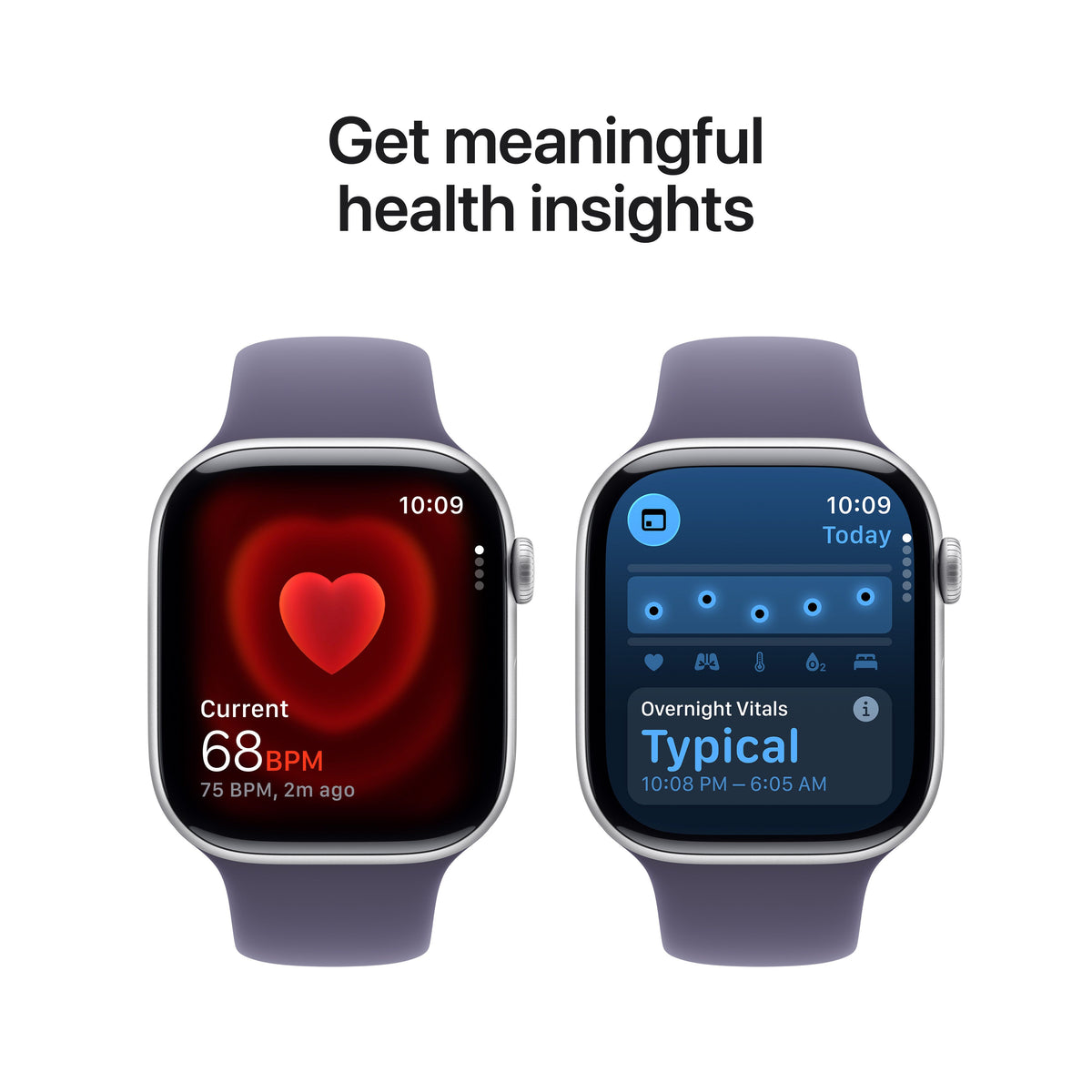 Infographic highlighting meaningful health insights available on the Apple Watch Series 11 GPS 46mm Silver S/M at Tradeline.