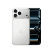 The Apple iPhone 17 Pro Max 1TB in Silver, showcasing the dual-tone rear glass design and triple-camera module alongside the front display.