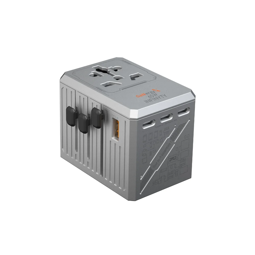 infyty ATLAS-65 Universal Travel Adapter Power Delivery 65W - Silver