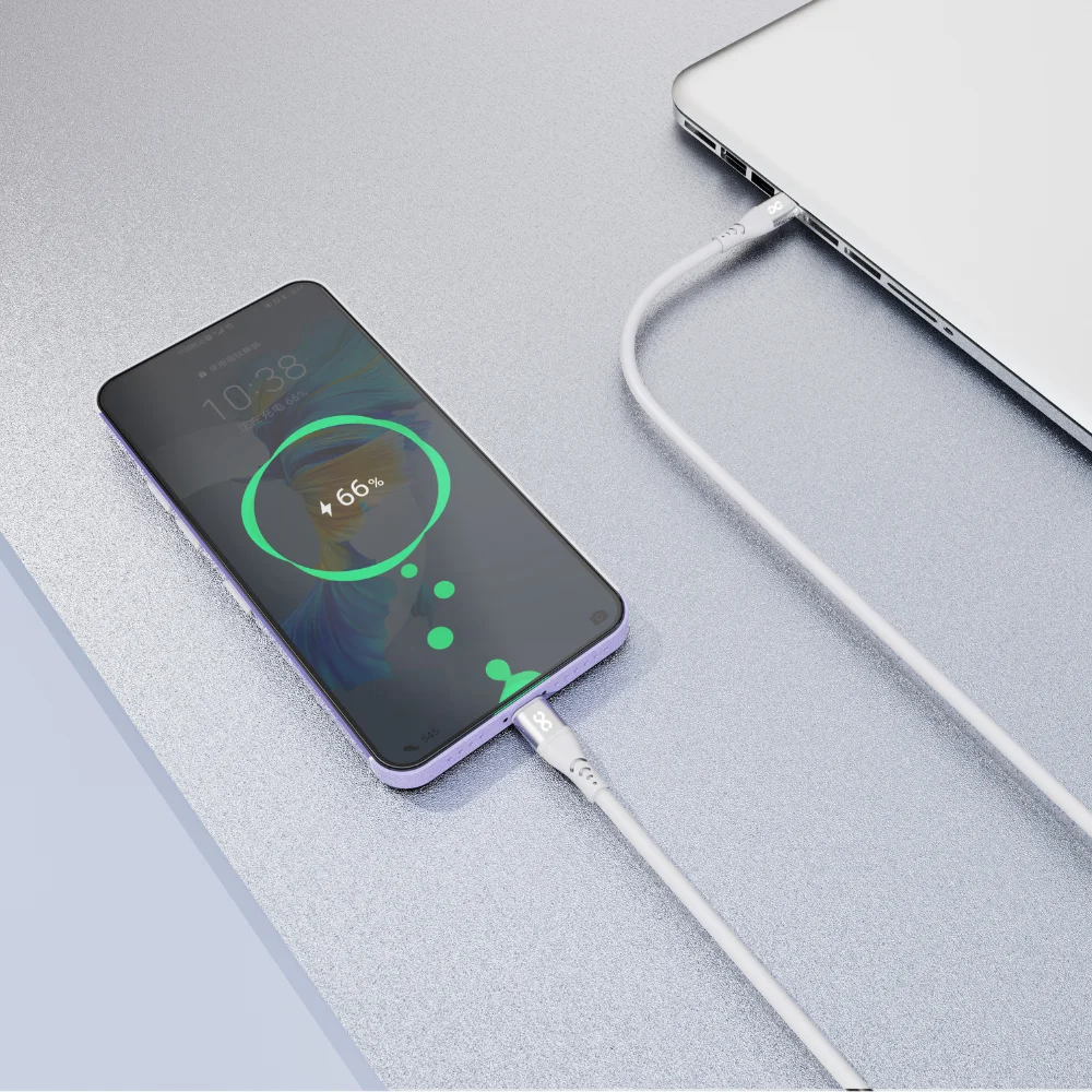 infyty DUO FLEX-I Silicone USB-C to USB-C Charging Cable 100W (1M) - White