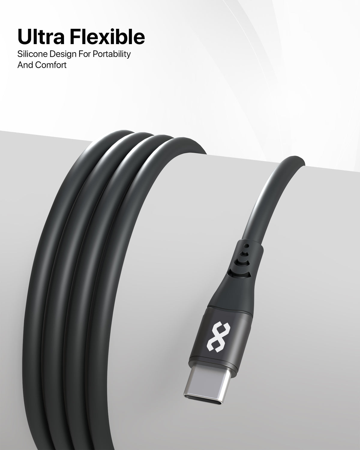 infyty FlLEXERA Silicone USB-C to Lightning Charging Cable 60W (1M) - Black